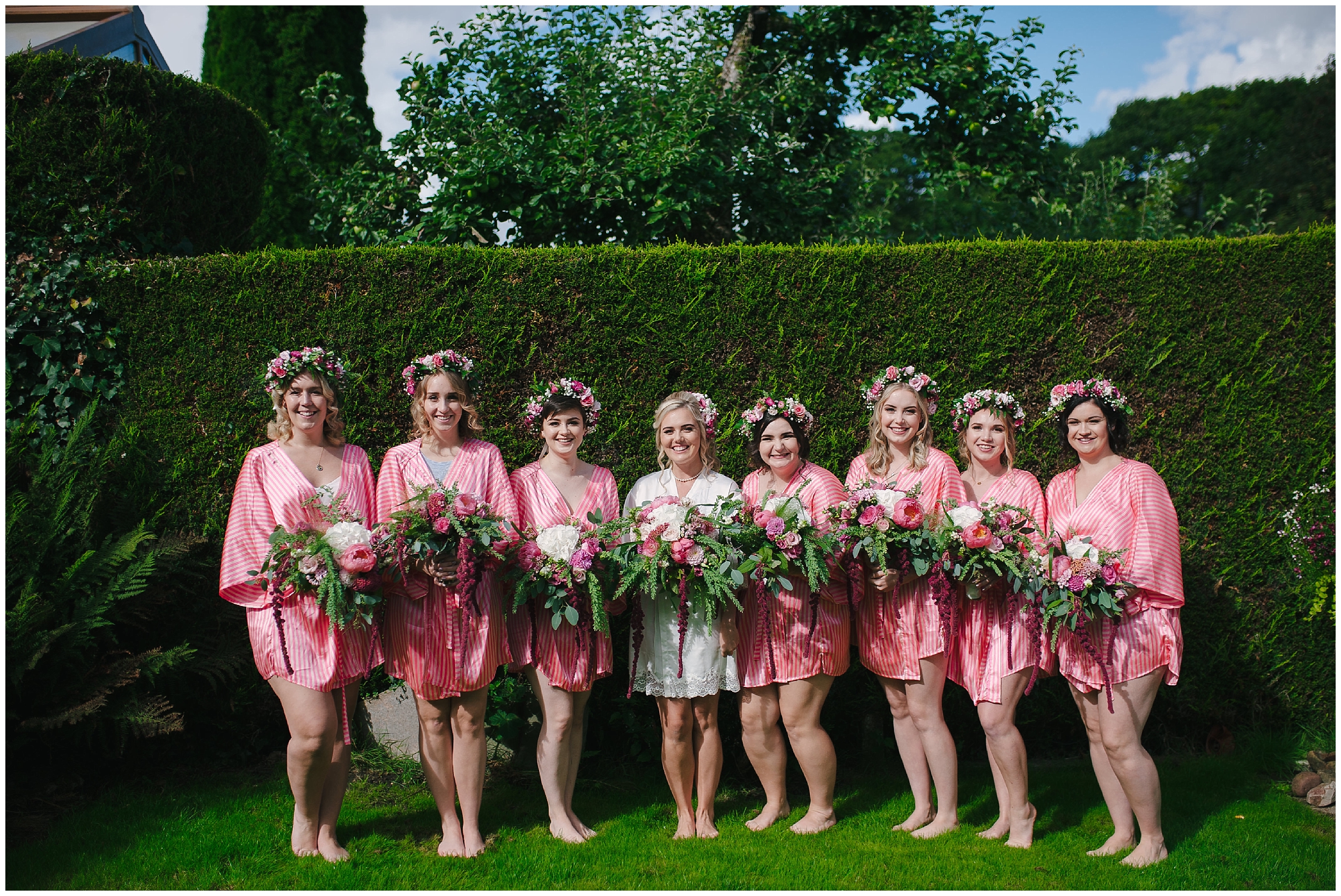 bridesmaids and their flowers