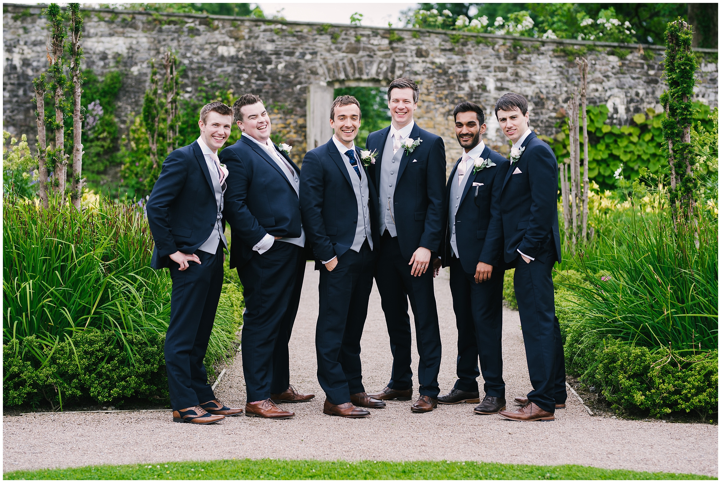 Groomsmen at Aberglasney Gardens Wedding in West Wales
