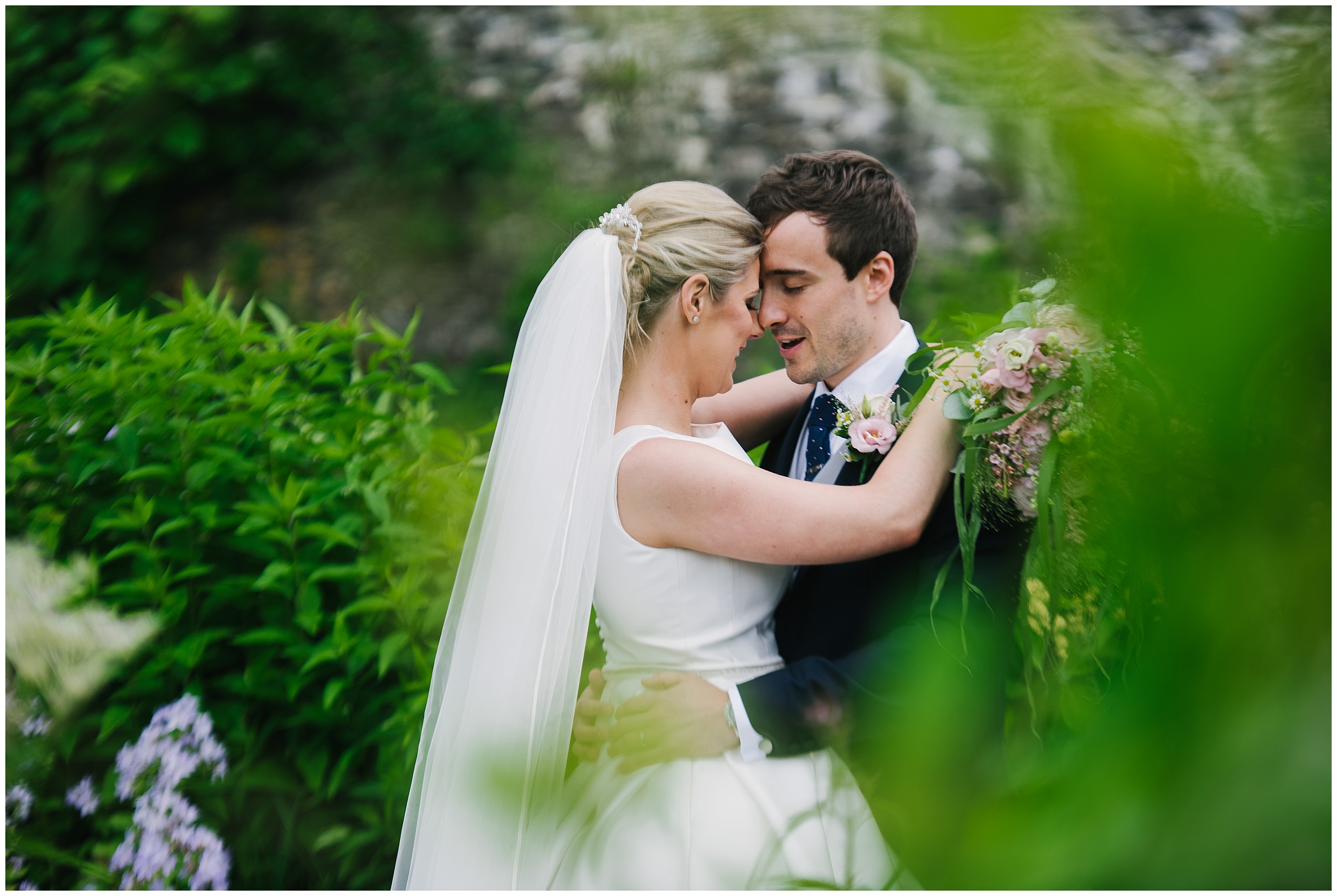Bride and Groom at Aberglasney Gardens on their wedding day